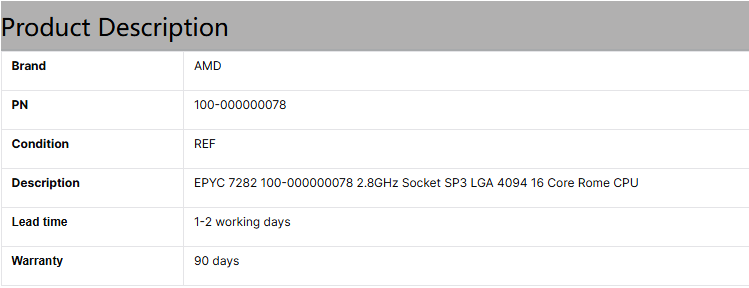 AMD Server-prosessor CPU 7702P-serien 64-kjerne Roma 2.0GHz SP3